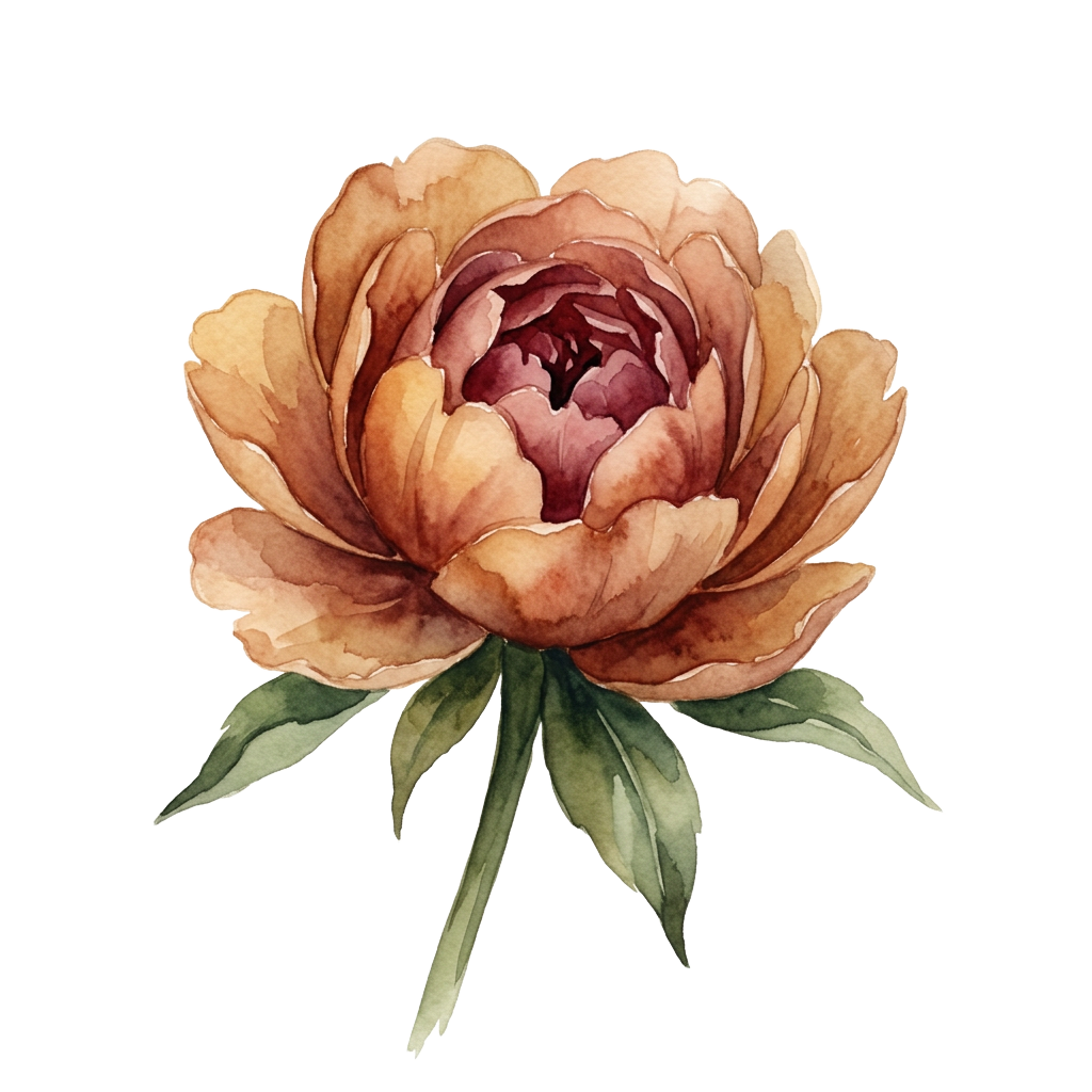 Open autumn watercolour peony